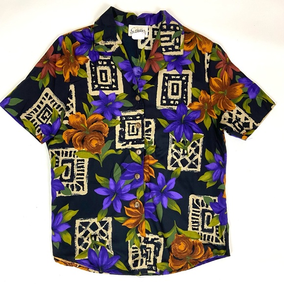 Vintage 80s Vibrant Floral Short Set - Picture 3 of 5